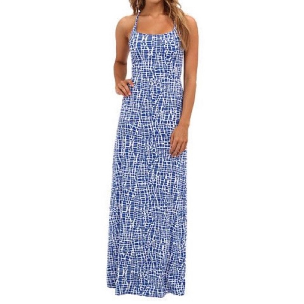 Susana Monaco Blue and White Maxi Dress - Size Medium - EUC